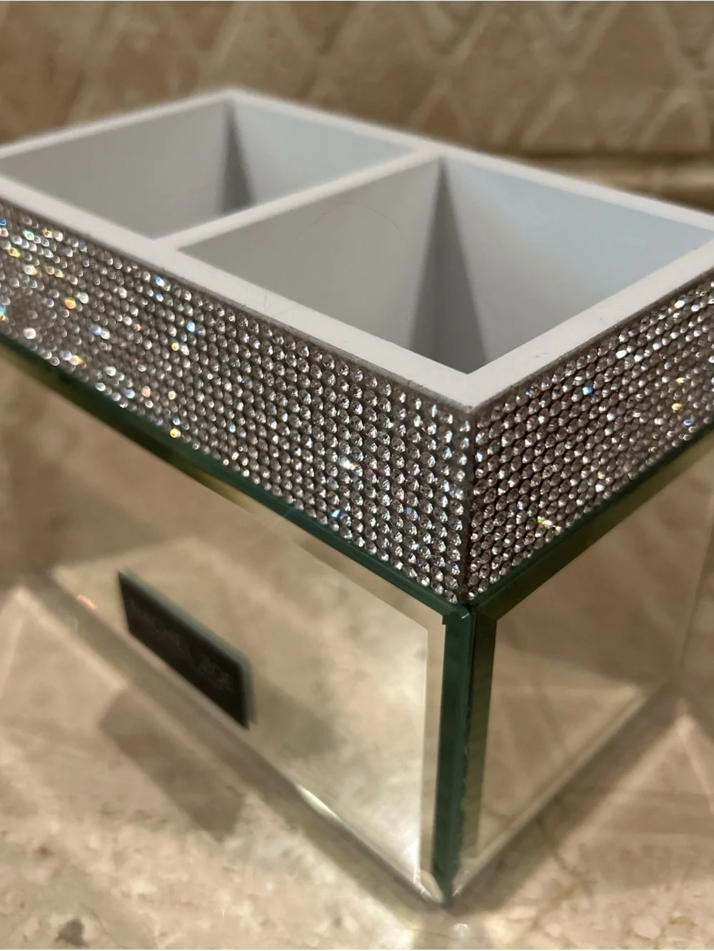 Bella Lux Mirrored Dual Toothbrush Holder